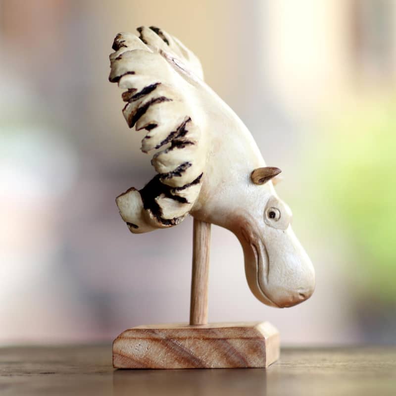 Novica Handmade Little Hippo Wood Statuette