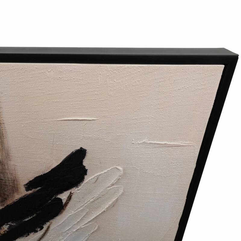Wood Frame Canvas Wall Art Bold Abstract Texture Design - 60" Black