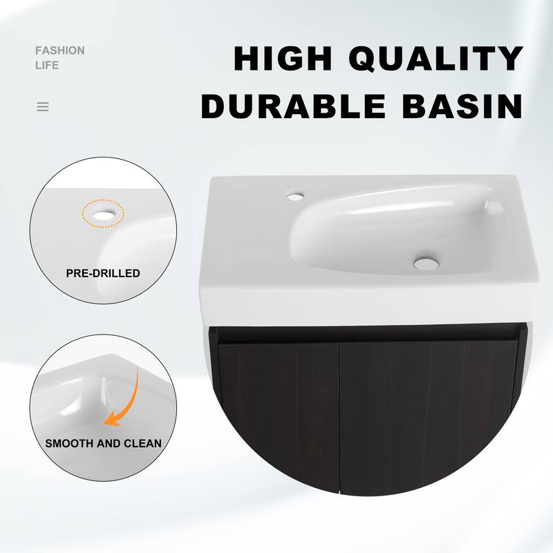 BNK 16"/20"/24"/30"/36" Single Sink Bathroom Vanity with Soft Close Door and Shelf