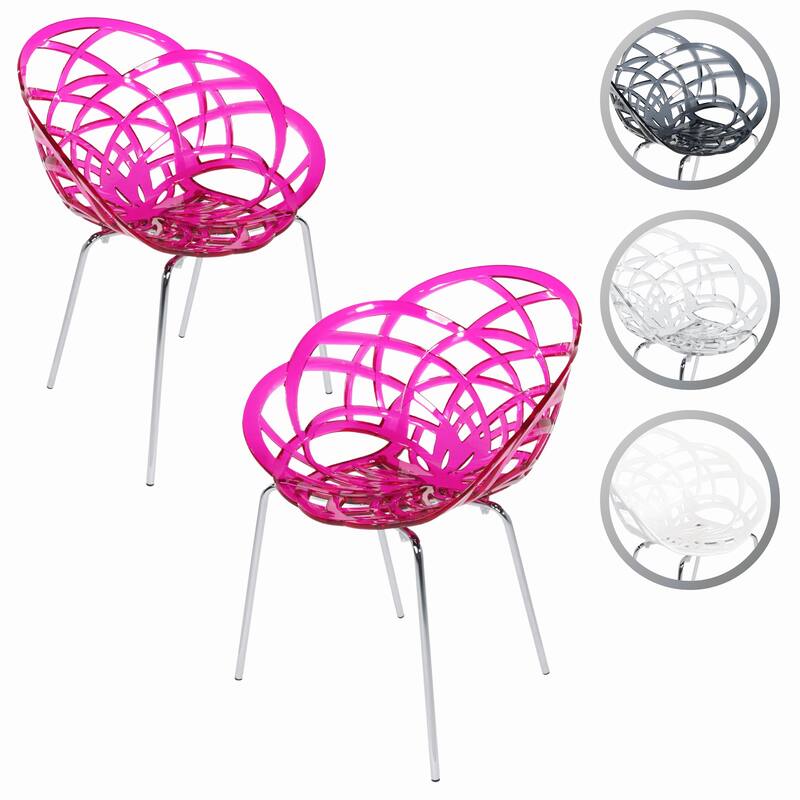 Furnish Theory Fleur-ML Stackable Dining Armchairs Arm Chairs Anti-UV Polycarbonate Shell & Chrome-Plated Steel Legs (Set of 2)