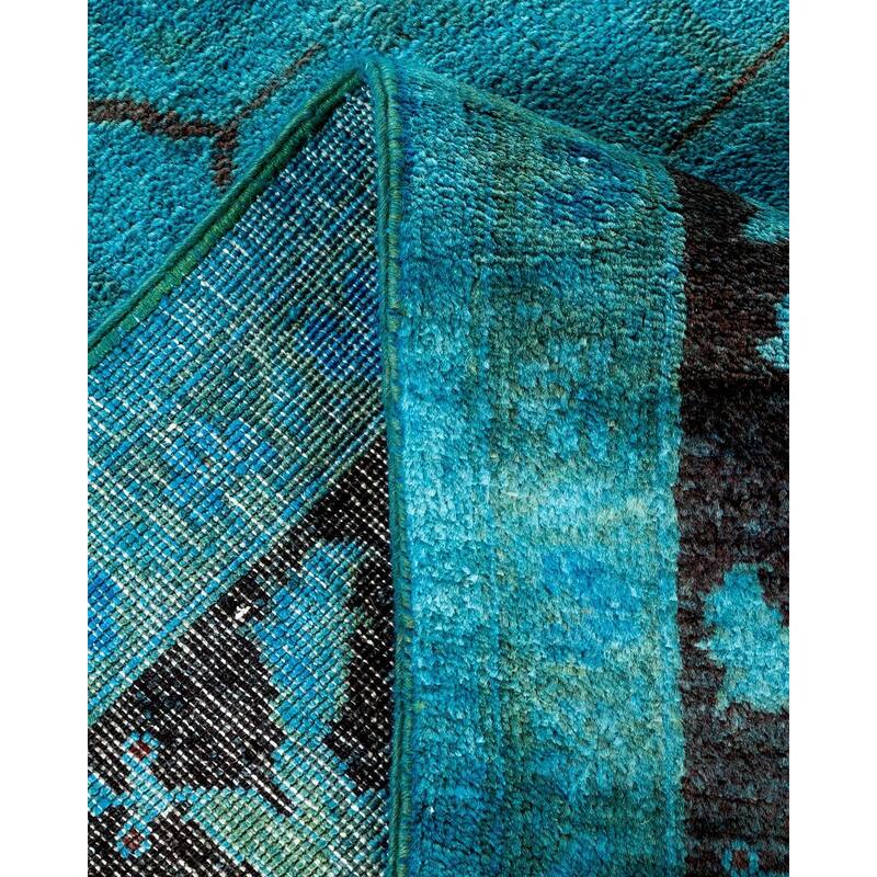 Overton Hand Knotted Wool Vintage Inspired Modern Contemporary Overdyed Blue Area Rug - 8' 3" x 10' 3"