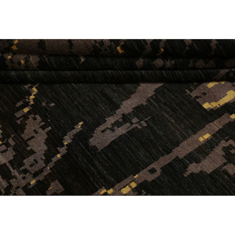 Vegetable Dye Abstract Contemporary Area Rug Hand-knotted Wool Carpet - 9'9" x 12'9"