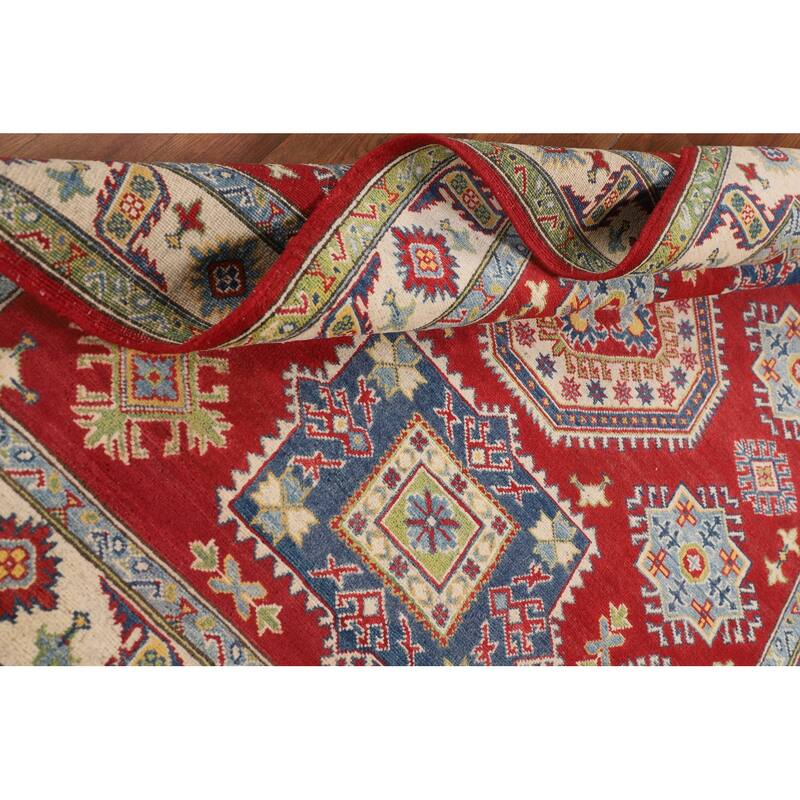Traditional Red Kazak Oriental Area Rug Hand-Knotted Wool Carpet - 5'1" x 6'9"