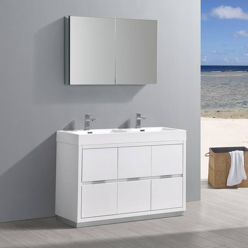 Fresca Senza 48" Double Vanity Set with Wood Cabinet and Acrylic