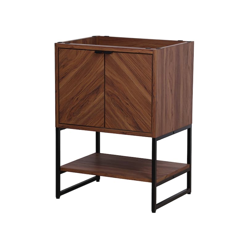 Juhl Chevron-Front Modern Minimalist 2-Shelf Bath Vanity Cabinet Only (Sink Basin Not Included), By JONATHAN Y