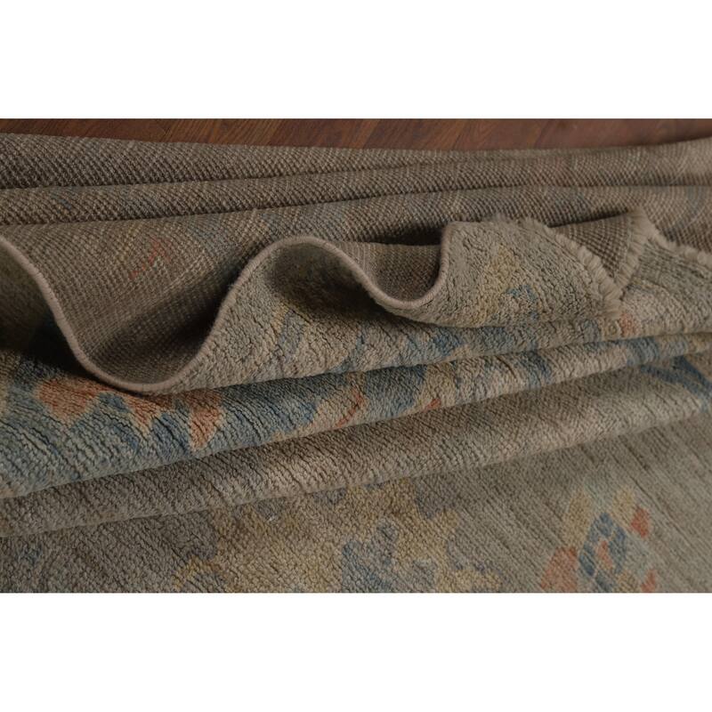 Vegetable Dye Oushak Turkish Area Rug Hand-Knotted Wool Carpet - 8'11"x 12'3"