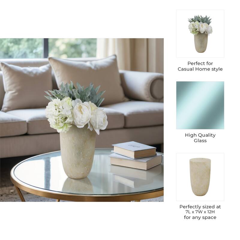 Glass Decorative Vase Textured Handcrafted Sculptural Statement Style