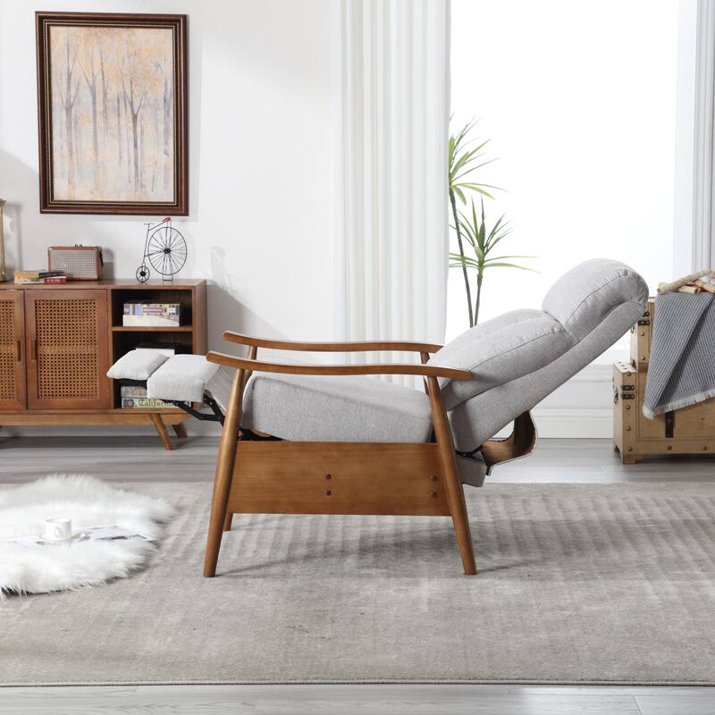 Light Gray Modern 26.38" Upholstered Adjustable Chaise Lounge Chair with Wood Frame for Living Room