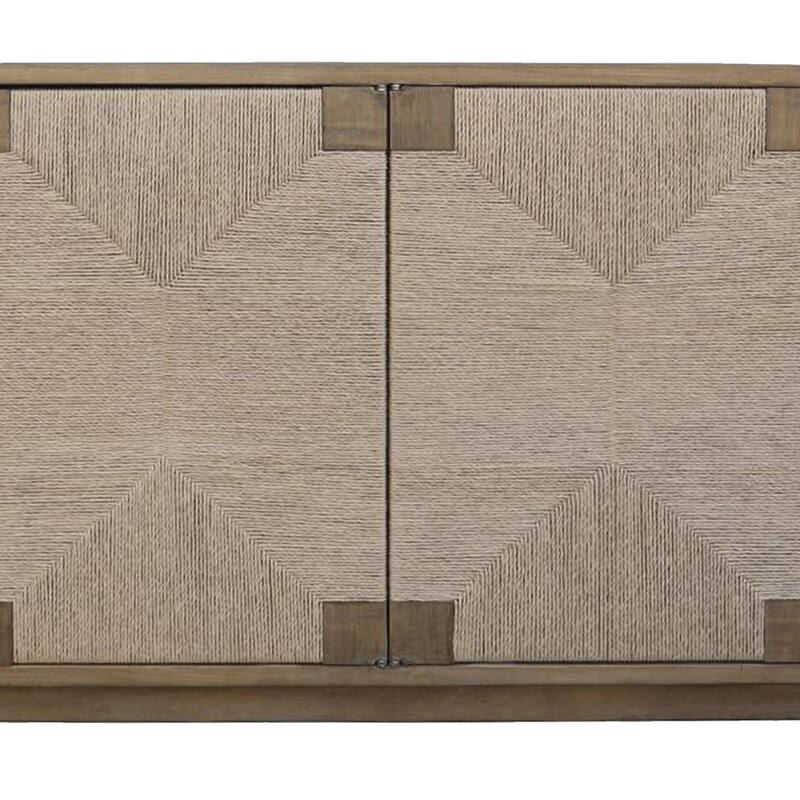 Augy Accent Cabinet Console, 4 Doors, Gray Brown Pine Wood, 77 Inch