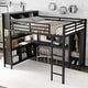 preview thumbnail 43 of 50, All-in-One Metal Loft Bed with L-Shaped Desk & Wardrobe, Bedrooms Bed Frame with Storage Cubes, Shelves, Full-Length Guardrails