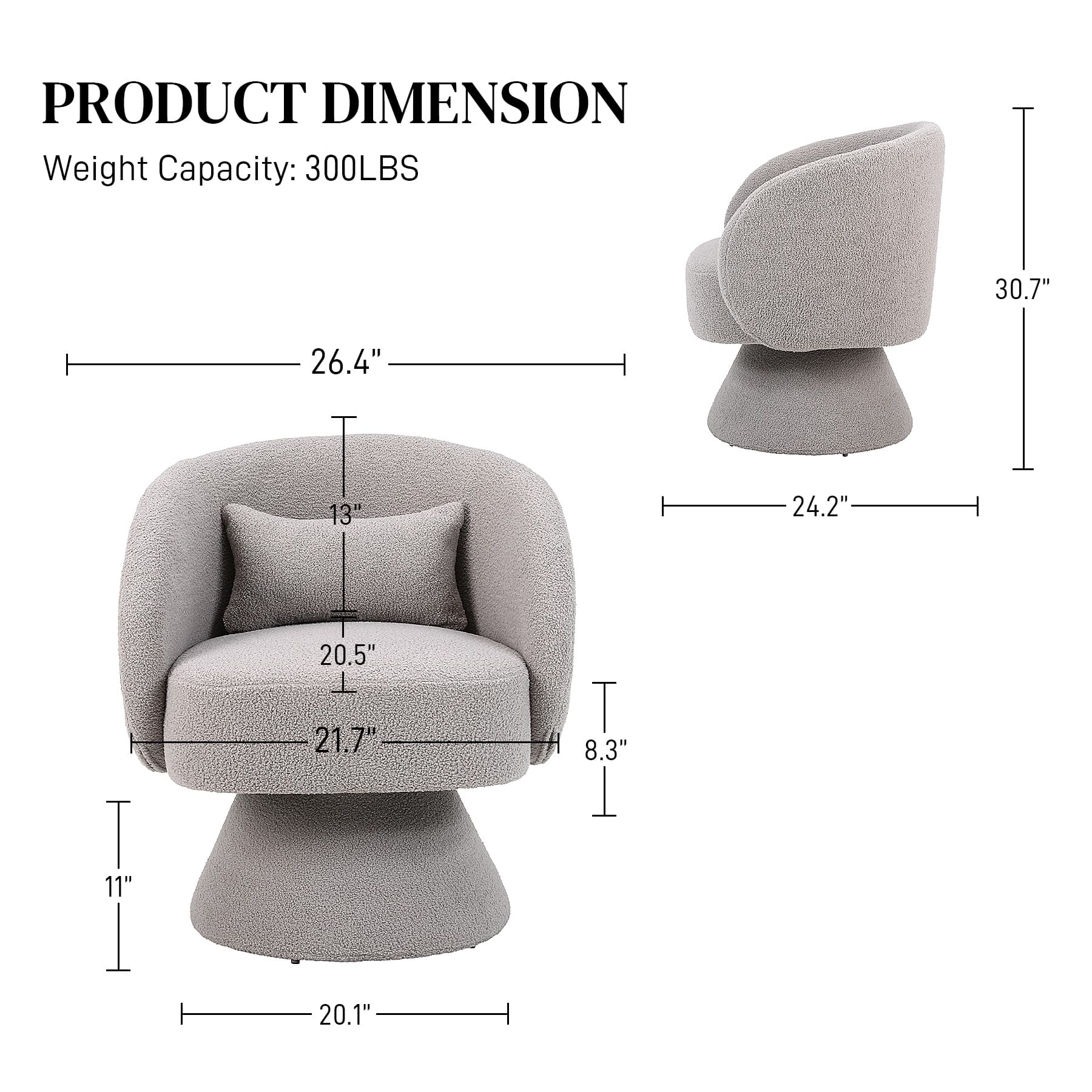 Ouyessir Teddy Sherpa Upholstered Swivel Cuddle Barrel Sofa Chairs On