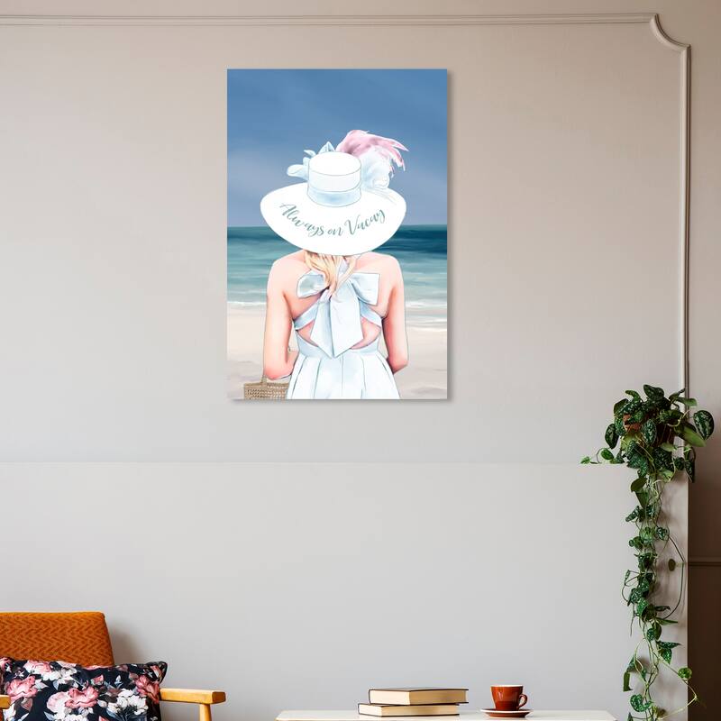 Wynwood Studio Fashion and Glam Always on Vacay Seaside Blue and Nautical & Coastal Wall Art Canvas Print - 30 x 20