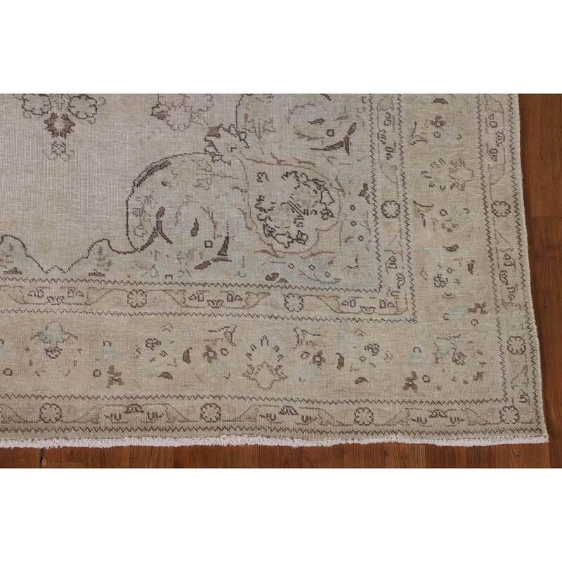Distressed Tabriz Persian Vintage Rug Handmade Wool Carpet - 6'7"x 9'8"