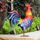 preview thumbnail 2 of 3, Colorful Rooster Metal Garden Statuary