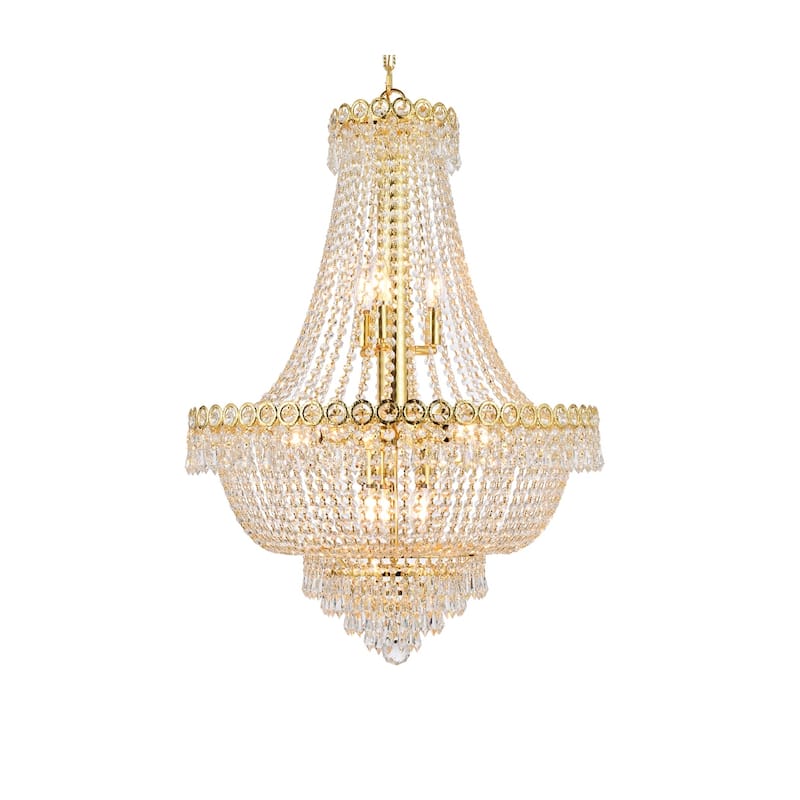 Elegant Lighting Gold 24-inch Royal-cut Crystal Clear Hanging 12-light Chandelier