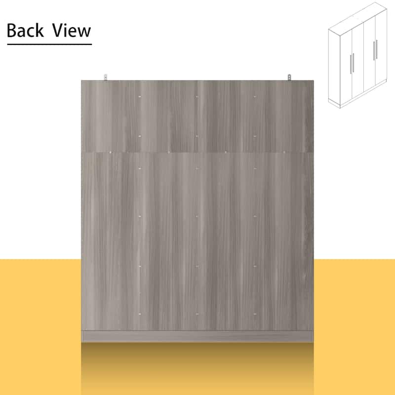 Modern Freestanding Solid Wood Wardrobe Closet With Storage Shelves