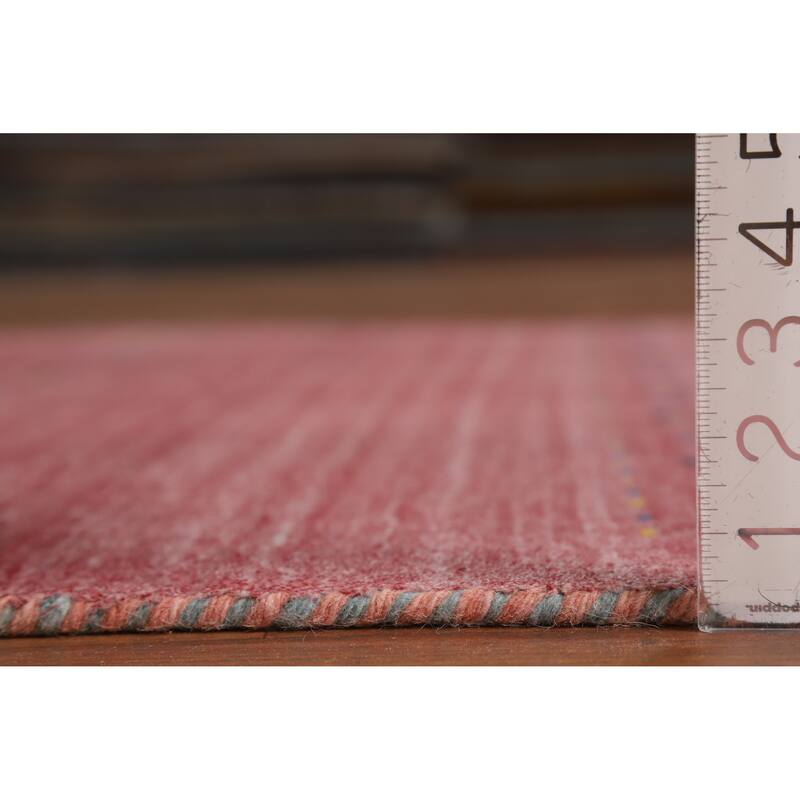 Hand Knotted Oriental 100% Wool Carpet Tribal Animal Pictorial Pink Gabbeh Area Rug - 5' 10'' X 3' 11''