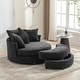 preview thumbnail 30 of 57, Roomfitters Modern 360° Swivel Barrel Chair with Hidden Storage Ottoman, Chenille Upholstery and Four Pillows