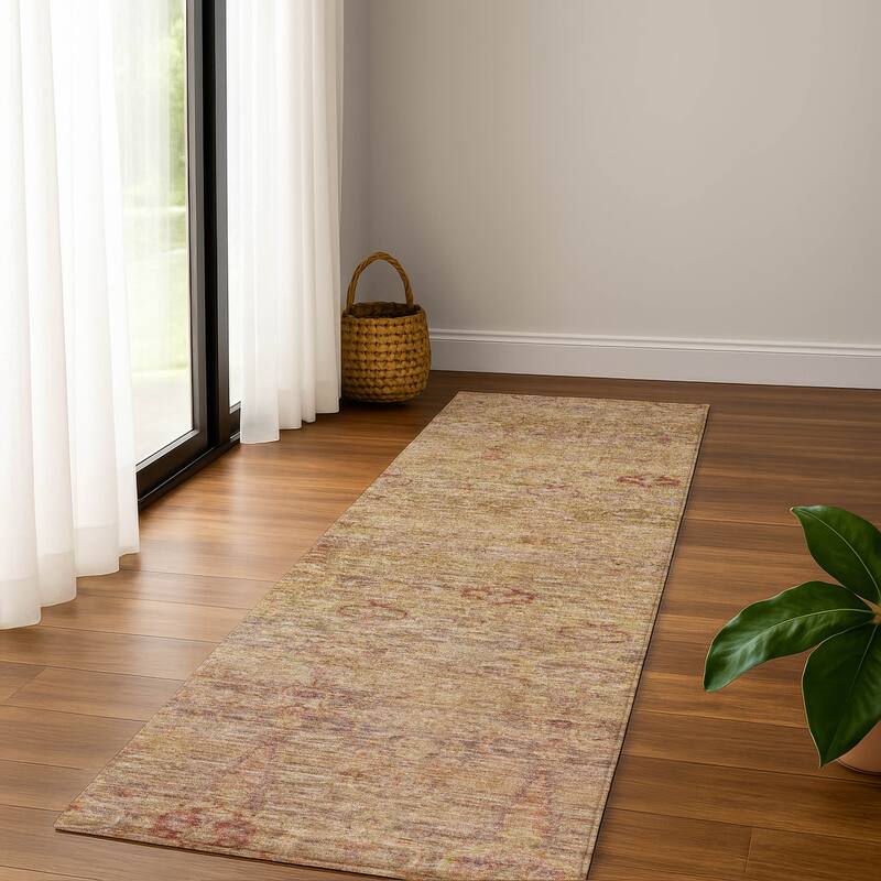 Premium Washable Super Soft Vintage Traditional Mayfield Rug - Coral - 2'3" x 7'6"