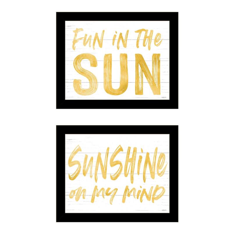 Trendy Decor 4U "Fun in the Sun-Sunshine on my Mind" Printed Framed Wall Art by Lettered & Lined - Black - 18 x 14