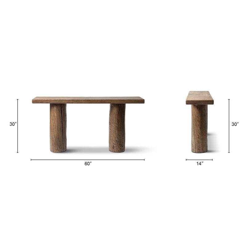 Jennifer Taylor Home Arbor 60" Reclaimed Elm Double Pillar Console Table