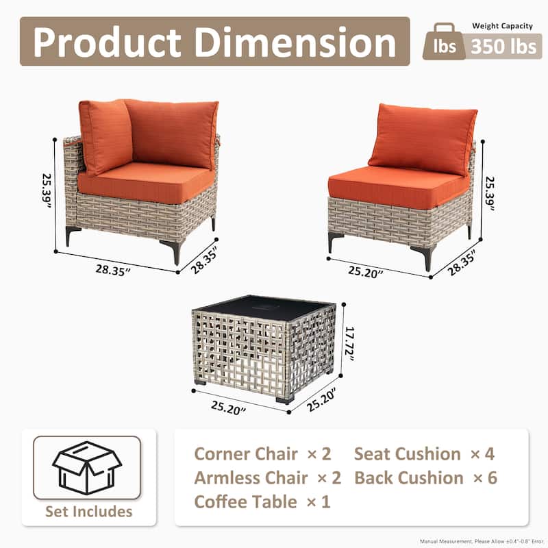 XIZZI 5-piece Patio Wicker Furniture Sectional Sofa Set