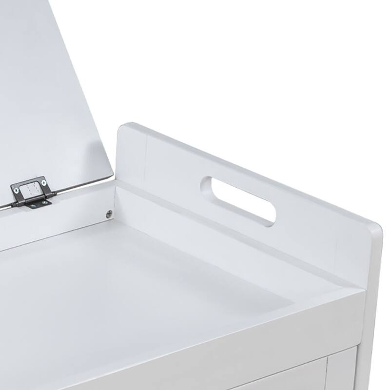 Classic Modern Storage Bench with Two Cabinets and Flip-Top Storage