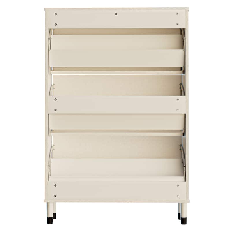 Slim Shoe Cabinet with 3 Flip Drawers, Freestanding Entryway Storage Organizer, Narrow Shoe Rack with Adjustable Shelf