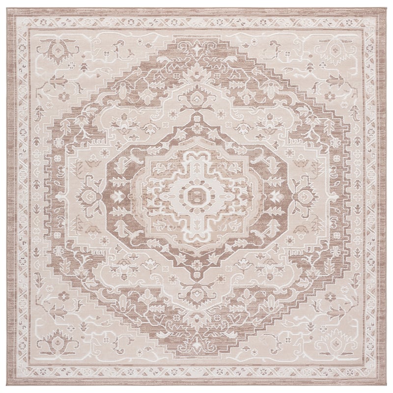 SAFAVIEH Sydney Farida Medallion Rug - 6'6" Square - Beige/Brown Ivory