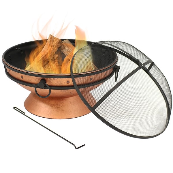 Shop Sunnydaze Royal Cauldron Copper Fire Pit With Handles And