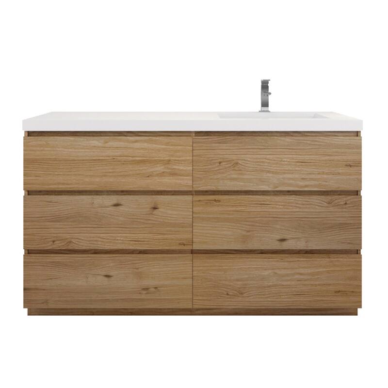 Aron 60'' Freestanding Vanity with Right Single Sink - 60'' Width - Natural Oak