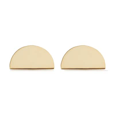 14k Yellow Gold Half Circle Stud Earrings Minimalist Jewelry
