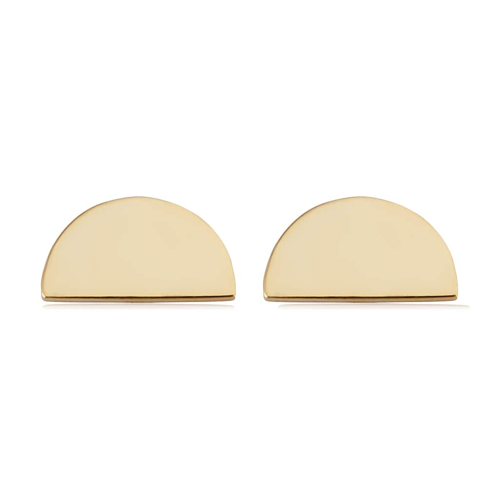 14k Yellow Gold Half Circle Stud Earrings Minimalist Jewelry
