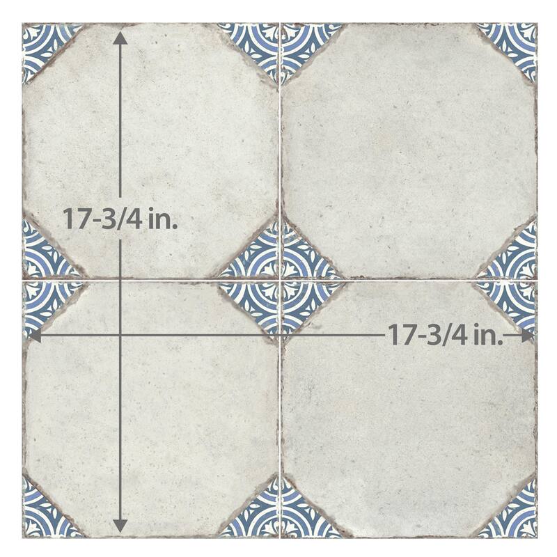Merola Tile Kings Field Blue 17-3/4" x 17-3/4" Porcelain Floor and Wall Tile