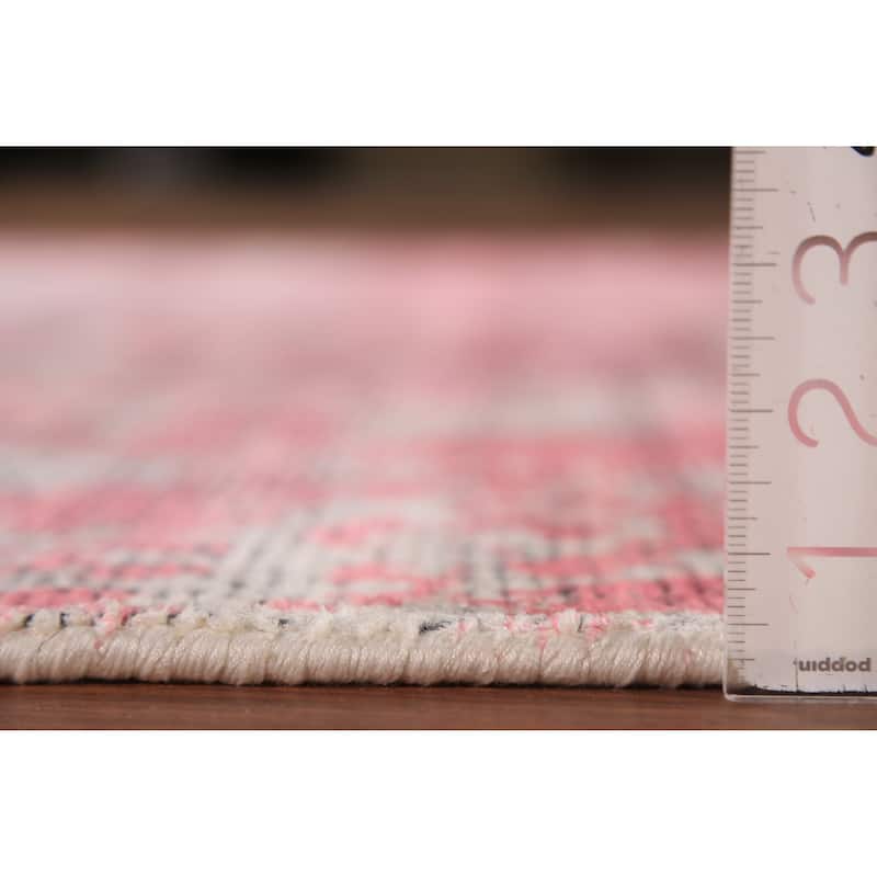 Pink Abstract Contemporary Area Rug Handmade Wool Carpet - 5'3"x 7'2"