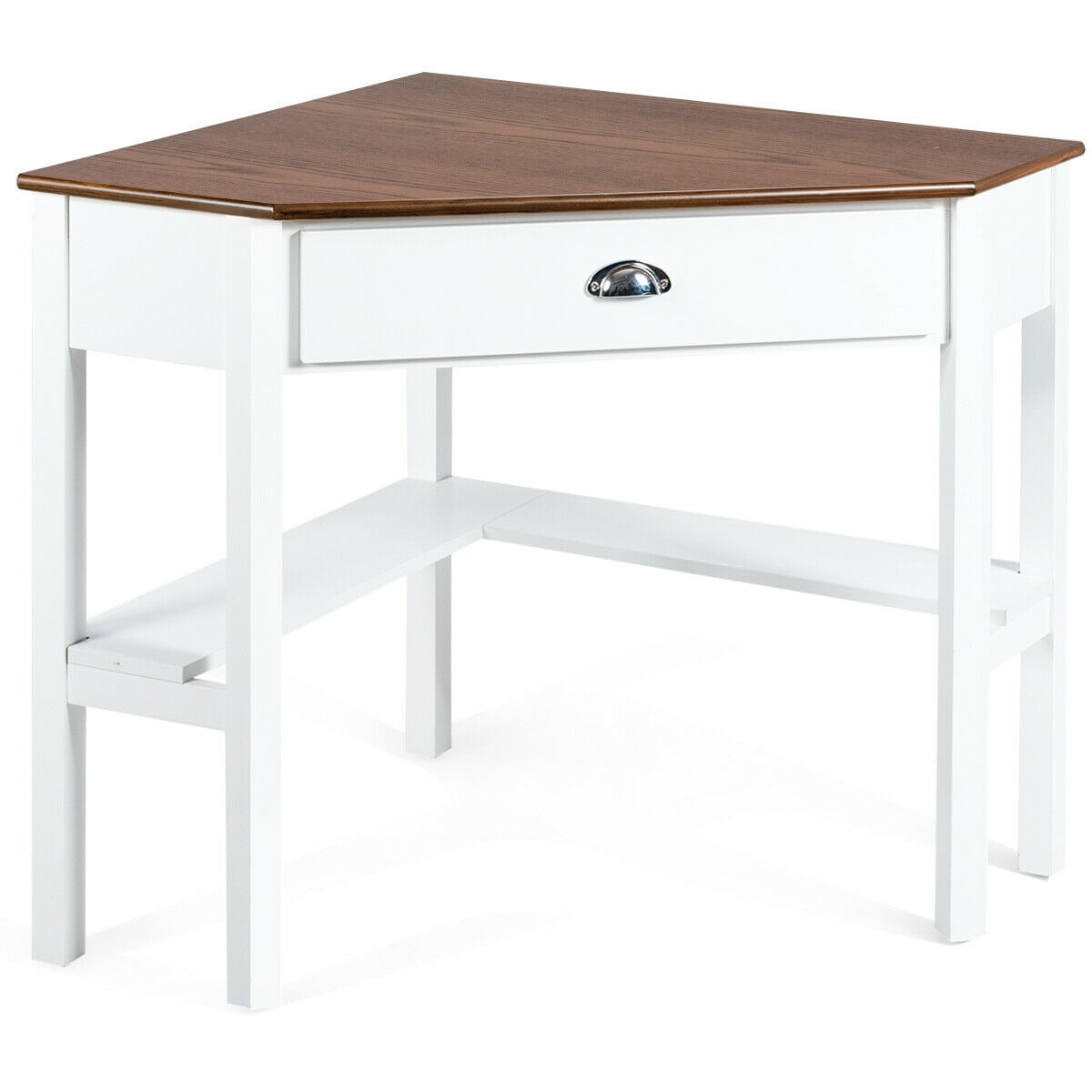 Corner Wooden Pc Laptop Computer Desk Natural Overstock 30088766