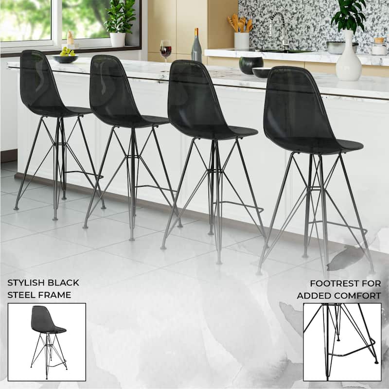 ABS Resin Barstool with Black Steel Base Cresco Series by LeisureMod