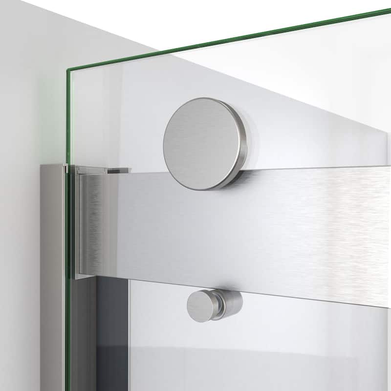 DreamLine Sapphire-V 44 - 48 in. W x 76 in. H Bypass Shower Door in Brushed Nickel and Clear Glass