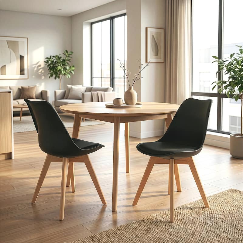 Set of 4 Balint Black Cushioned Plastic Dining Chairs