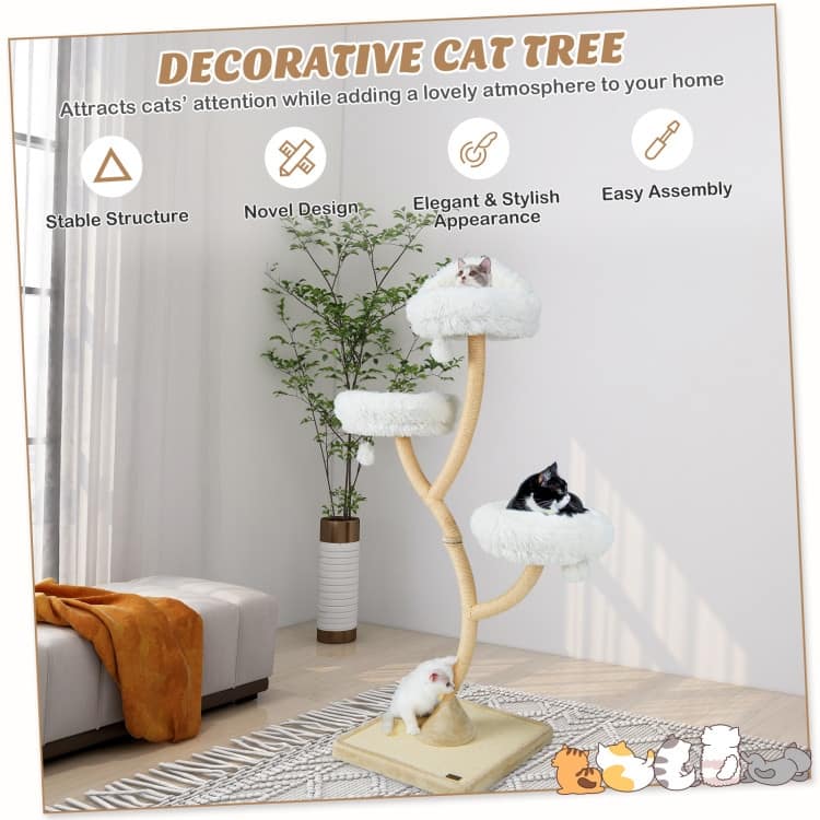70" Tall Cat Tree 4-Layer Cat Tower with 3 Perches and Dangling Balls - 23.5" x 23.5" x 70"