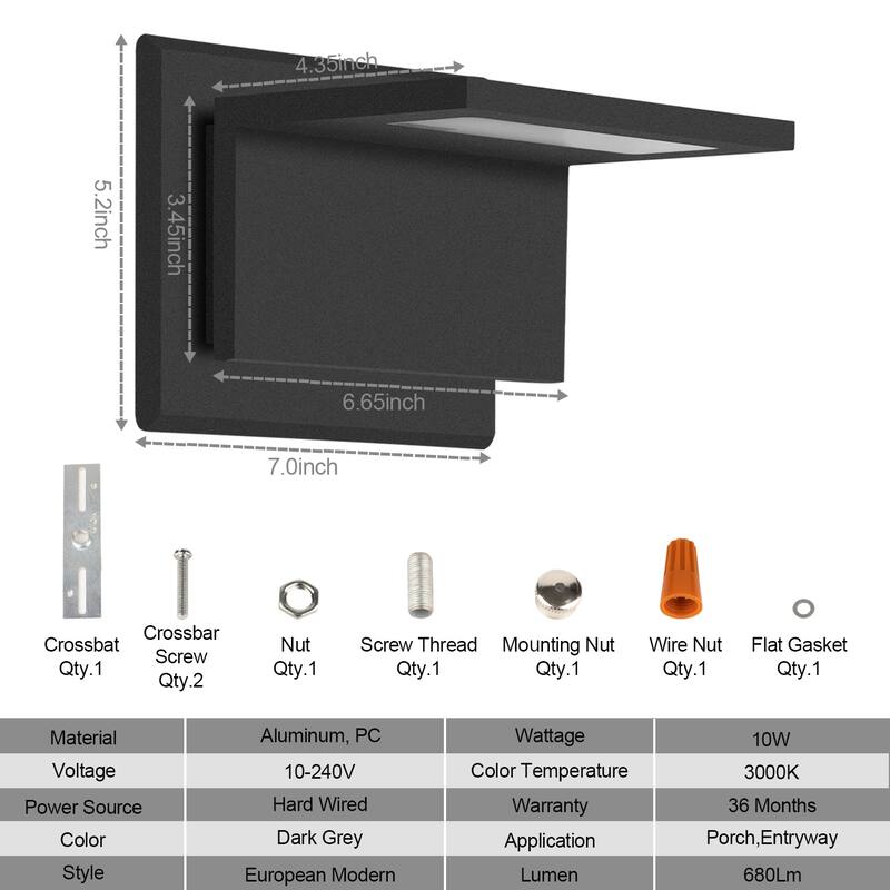Inowel Wall Light Outdoor LED Lamp Sconce Lantern 10W 680Lm
