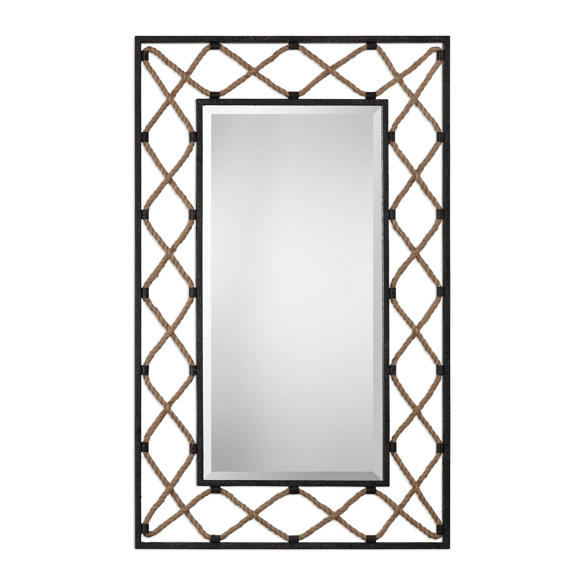 Shop 52 Darya Nautical Rope Rectangular Wall Mirror Black