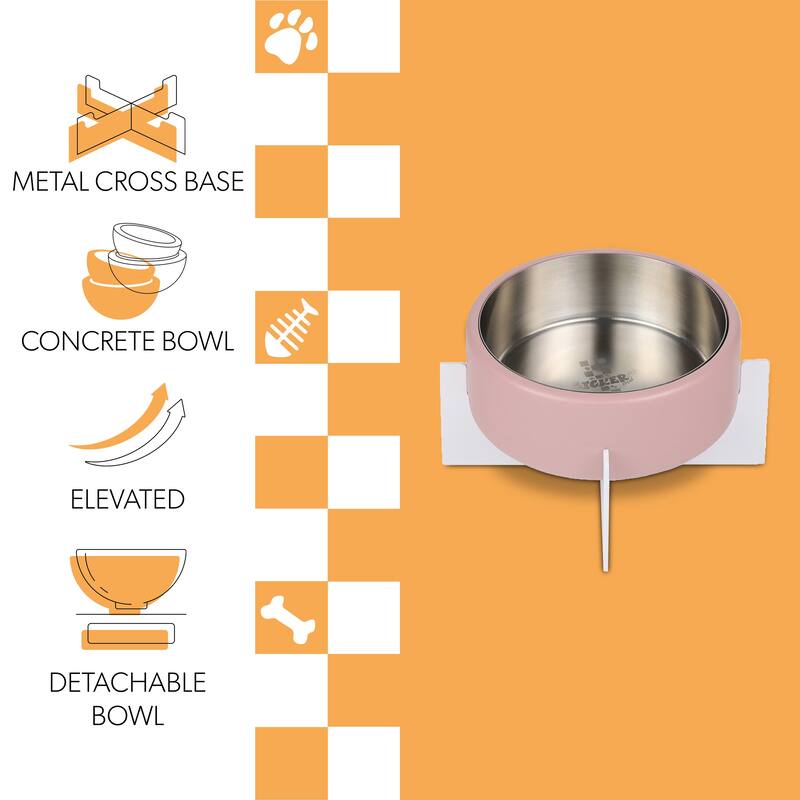 Intersecta Concrete & Steel Pet Feeder - 16oz with Metal Stand