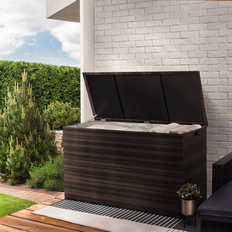 Teamson Home 154 Gallon Patio Storage Box - 55"L x 23.62"W x 31.5"H - Dark Brown