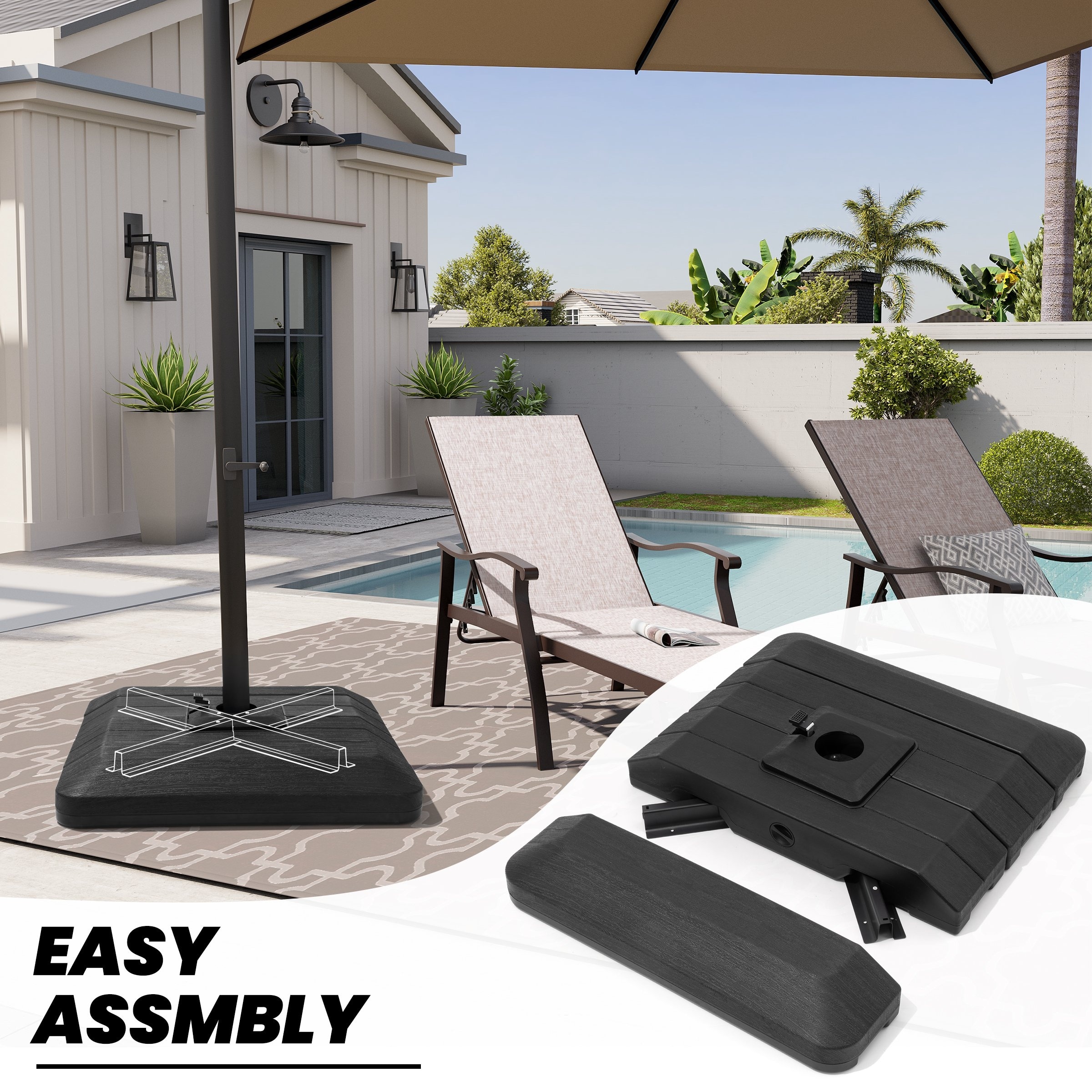 4 pcs 238lb patio cantilever offset umbrella base weight stand Giantex 4-Piece Fillable Base, 178 lbs Heavy Duty Umbrella with Easy-Fill Water & Sand Spouts, HDPE Plates for Garden, Deck & Poolside : Patio Plastic. Best Choice Products 4-Piece Cantilever