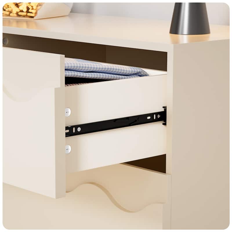 Wave Front 6 Drawers Dresser Handle-Free Modern Storage Cabinet
