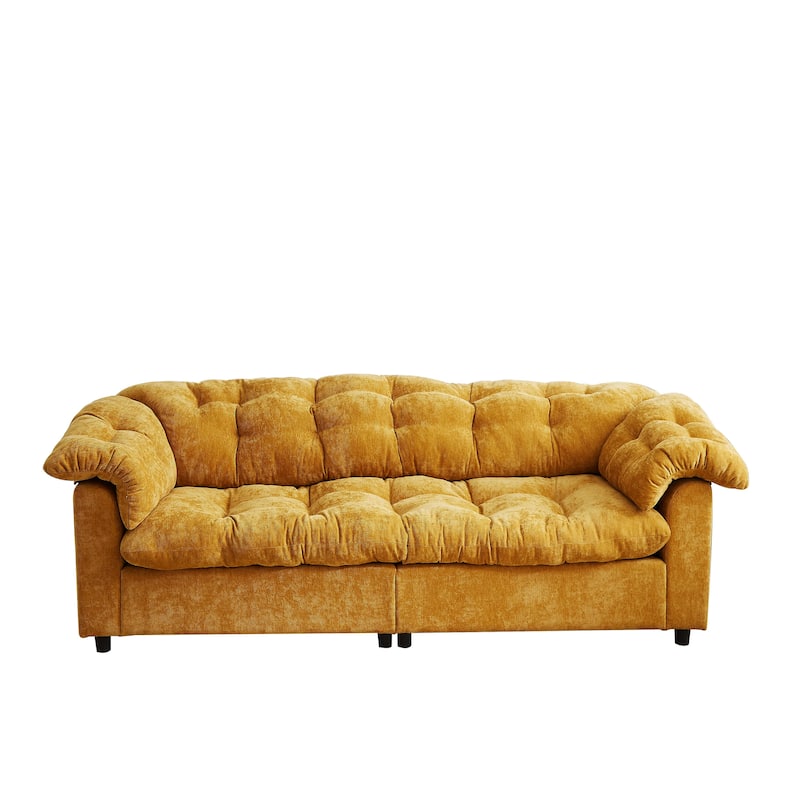 99.2" Fabric Modern Classic 3-Seater Sofa, Solid Wood Frame & Plush Cloud Cushioning