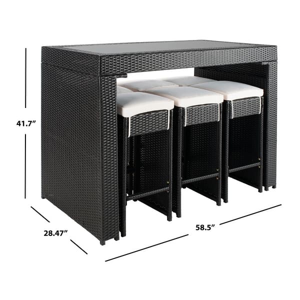 dimension image slide 5 of 7, SAFAVIEH Outdoor Horus 7-piece Patio Dining Set