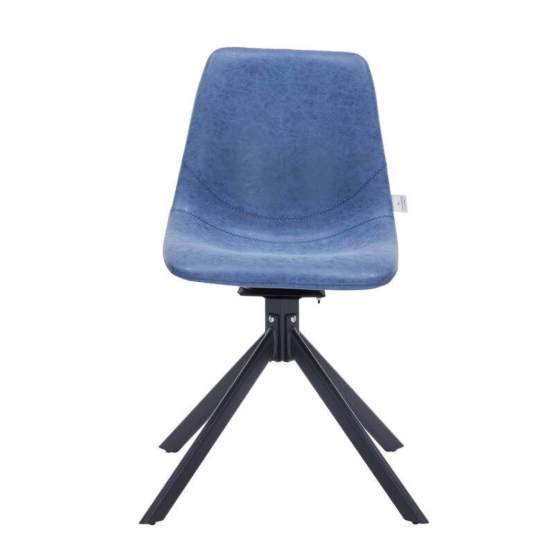 Markley Leather Dining Chair 360 Degree Swivel with Iron legs Modern Accent Side Chair