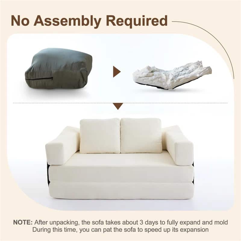 70.87" Upholstered Convertible Sleeper Sofa, Convertible Chair Floor Couch Comfy Sofa for Living Room, Bedroom, Chenille Fabric
